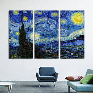 Modern,Spray,Painting,Decorative,Painting,Hotel,Canvas,Painting,Mural,Triple,Starry