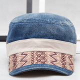 Women,Washed,Denim,Military,Outdoor,Ripple,Peaked,Visor