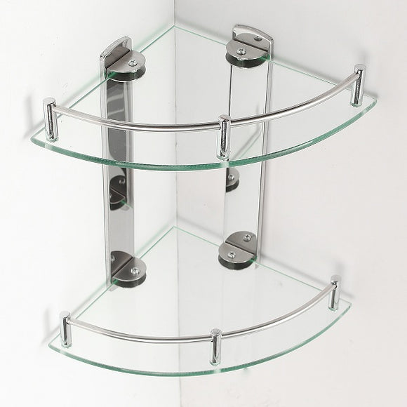 Layers,Glass,Bathroom,Corner,Shelf,Mounted,Storage,Large,Capacity,Organizer,Storage,Baskets