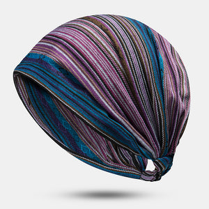 Striped,Multicolor,Beanie,Scarf,Turban