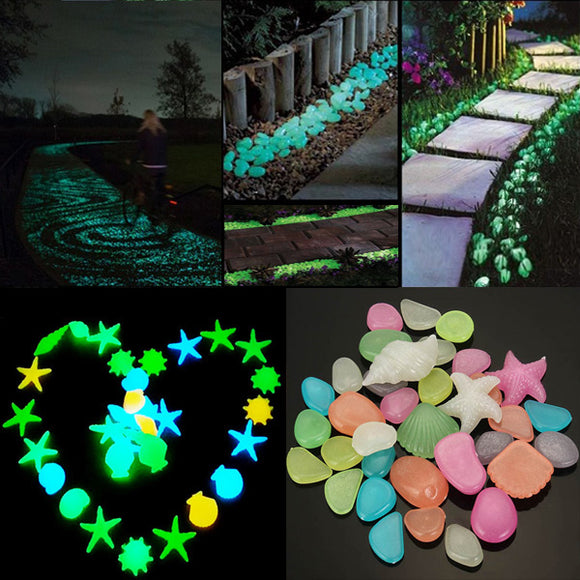 50pcs,Glowing,Artificial,Pebbles,Stones,Garden,Flower,Decor,Landscape,Noctilucent,Stone