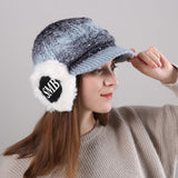 Women,Winter,Thickened,Gradient,Knitted,Earmuffs,Beret