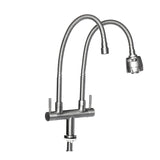 Stainless,Steel,Double,Faucet,Basin,Swivel,Water,Mixer