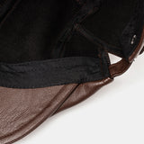 Collrown,Leather,Solid,Color,Casual,Vintage,Adjustable,Forward,Beret