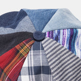 Patchwork,Color,Plaid,Striped,Stitching,Casual,Stylish,Octagonal,Berets