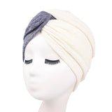 Women,Vintage,Muslim,Polyester,Crossed,Chemical,Turban,Casual,Stripe,Beanie