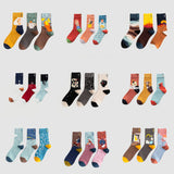 Unisex,Retro,Personality,Cotton,Patchwork,Color,Couple,Socks