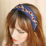 Vintage,Embroidery,Ethnic,Style,Flower,Woven,Headband,Fashion,Sequin,Embroidery,Brimmed,Headband
