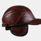 Winter,Adjustable,Genuine,Leather,Windproof,Outdoor,Layer,Leather,Trucker,Baseball