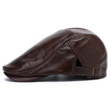 Genuien,Leather,Solid,Color,Casual,Forward,Beret