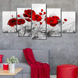 Modern,Canvas,Painting,Purple,Poppy,Flower,Decoration