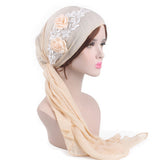 Women,Cotton,Muslim,Turban,Elastic,Chemo,Scarf,Flower,Beanies