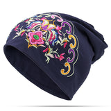 Womens,Ethnic,Embroidery,Slouch,Beanie,Cotton,National,Printting,Turban