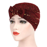 Women,Muslin,Studded,Breathable,Ethnic,Cotton,Beanie,Vintage,Elastic,Turban