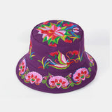 Embroidery,Ethnic,Style,Pattern,Round,Shape,Visor,Bucket,Female