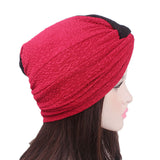 Women,Vintage,Muslim,Polyester,Crossed,Chemical,Turban,Casual,Stripe,Beanie