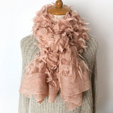 Women,Fleece,Flower,Hallow,Autumn,Winter,Protection,Elegant,Casual,Scarf,Shawl