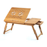 Foldable,Bamboo,Laptop,Table,Cooling,Holder,Table,Stand,Drawer,Table