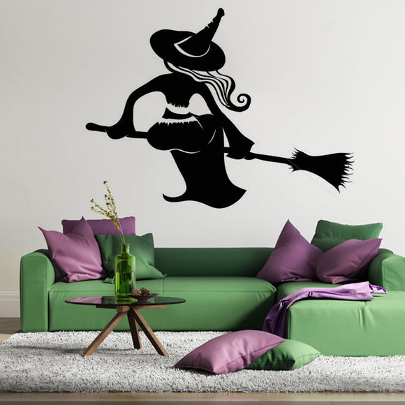 Creative,Witch,Broom,Sticker,Removable,Halloween,Decor,Black,Sticker,Poster,Wallpapers