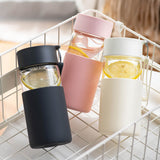 350ml,Glass,Water,Bottle,Insulation,Vacuun,Drinking,Silicone,Cover