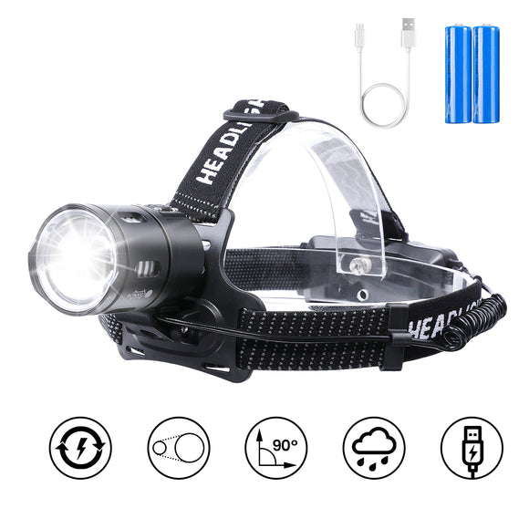 OUTERDO,3500LM,XHP50,Zoomable,Torch,Ultra,Bright,Headlamp,Rechargeable,Batteries,Fishing,Hunting,Camping,Hiking