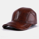 Winter,Adjustable,Genuine,Leather,Windproof,Outdoor,Layer,Leather,Trucker,Baseball