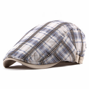 Unisex,Casual,Outdoor,Adjustable,Plaid,Pattern,Cotton,Beret,Peaked