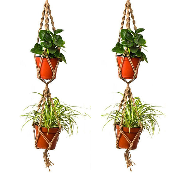 110cm,Double,Layer,Plant,Flower,Hanger,Holder,Macrame,Hanging,Basket