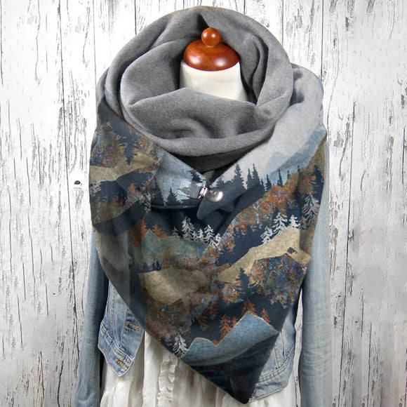 Women,Mountain,Treetop,Print,Pattern,Personality,Protection,Scarf