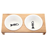 Elevated,Bamboo,Feeder,Ceramic,Raised,Stand,Sizes,Durable