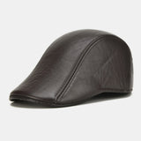 Genuine,Leather,Solid,Color,Casual,Fashion,Outdoor,Forward,Beret