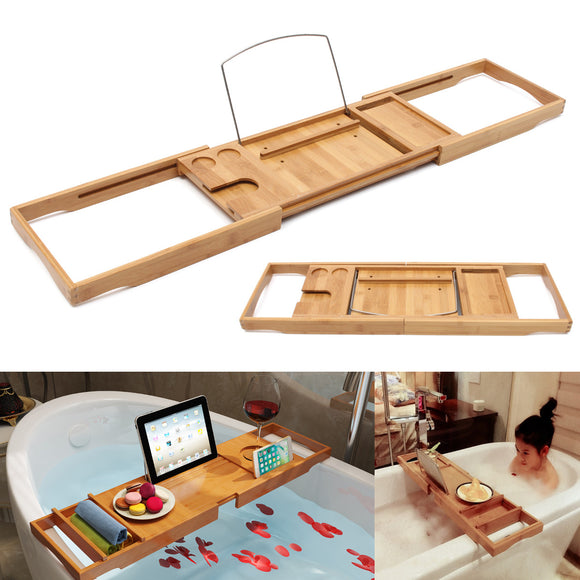 Bathtub,Caddy,Bamboo,Holder,Bathroom,Glass,Reading,Stand