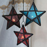 Glass,Pentagram,European,Style,Hanging,Candle,Holders,Colorful,Decor,Light