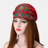 Women,Woolen,Ethnic,Style,Printing,Pattern,Casual,Protection,Sunscreen,Elastic,Beanie