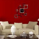 Honana,Creative,Acrylic,Mirror,Sticker,Quartz,Clocks,Square,Watch,Large,Decor