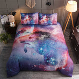 Bedding,Watercolor,Unicorn,Campanula,Quilt,Cover,Pillowcase,Queen