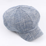 Women,Vintage,Linen,Octagonal,Casual,Solid,Painter,Newsboy