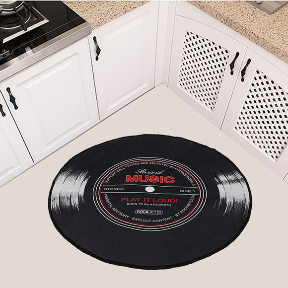 Retro,Music,Record,Printed,Round,Floor,Carpet