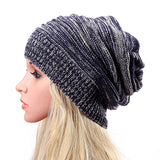 Women,Fashion,Knitted,Woolen,Stripe,Beanie,Casual,Foldable