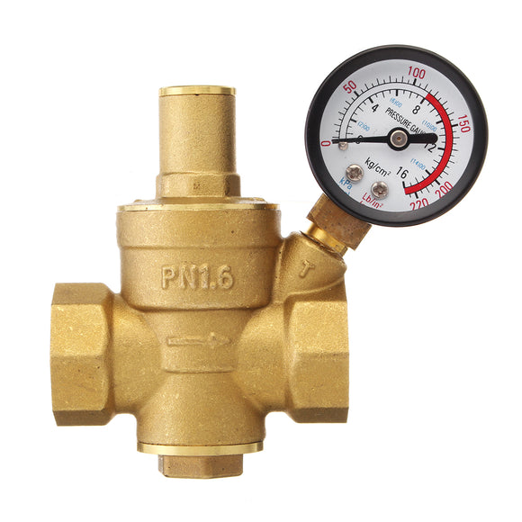 Adjustable,Brass,Water,Pressure,Regulator,Reducer,Gauge,Meter
