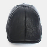 Genuine,Leather,Thick,Casual,Solid,Forward,Beret