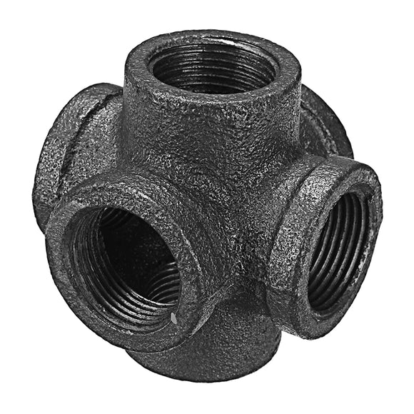 Fitting,Malleable,Black,Double,Outlet,Cross,Female,Connector