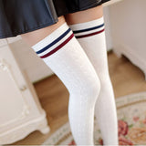 Vintage,Women,Winter,Stripes,Cotton,Socks,Extra,Thigh,Stockings