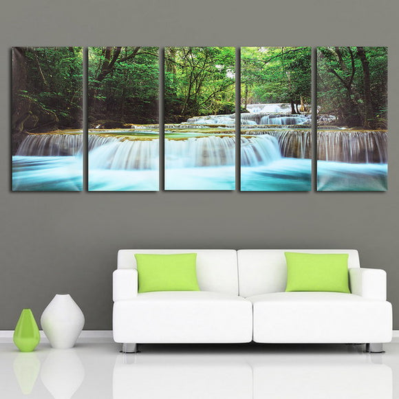 30x60CM,Canvas,Painting,Forest,Waterfall,Picture,Decor