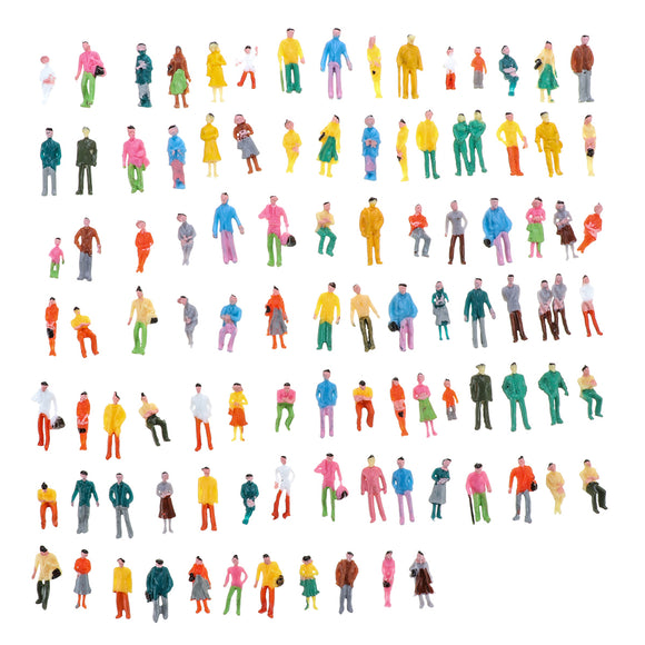 100Pc,Painted,Layout,Model,Decorations,Passenger,People,Figures,Scale,Assorted,Poses