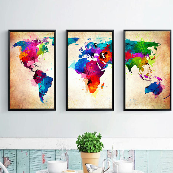 Miico,Painted,Three,Combination,Decorative,Paintings,Colorful,World,Decoration