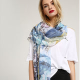 Women,Noble,Linen,Lightweight,Sunflower,Abstract,Painting,Scarf,Summer,Breathable,Flower,Shawl