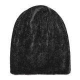Women,Double,Layer,Velvet,Chenille,Vertical,Stripes,Baggy,Beanie
