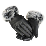 Women,Ladies,Rabbit,Artificial,Leather,Screen,Touch,Windproof,Gloves,Dacron,Linen,Mittens