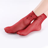 Women,Summer,Ultra,Elastic,Breathable,Middle,Socks,Fashion,Sequins